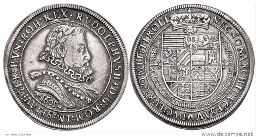 Taler, 1605, Rudolf II., Dav. 3005, Wz. Schr&ouml;tlingsfehler, Ss.  SsThaler, 1605, Rudolf II., Dav. 3005,... - Oesterreich