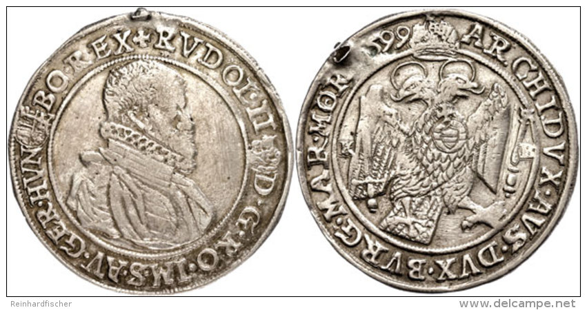 1/2 Taler, 1599, Rudolf II., Kremnitz, Henkelspur, Felder Bearbeitet, Ss.  Ss1 / 2 Thaler, 1599, Rudolf II.,... - Oesterreich