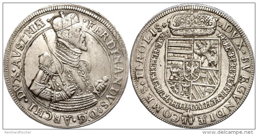 Taler, O.J. (1564-1595), Ferdinand, Hall, Dav. 8099, Etwas Justiert Und Berieben, Ss+.  Thaler, O. J.... - Oesterreich