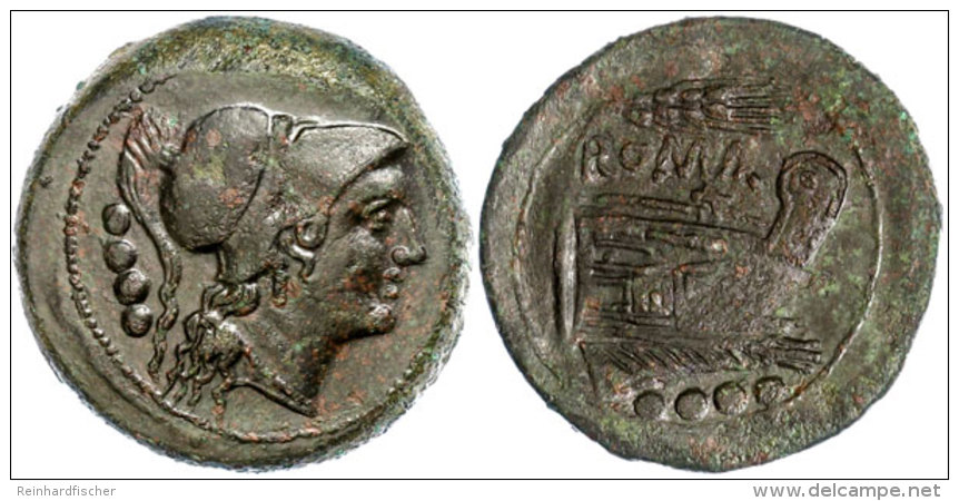 Anonym, Triens (14,47g), Ca. 211-210 V. Chr., Sizilien? Av: Behelmter Minervakopf Nach Rechts, Dahinter Vier... - Republic (280 BC To 27 BC)