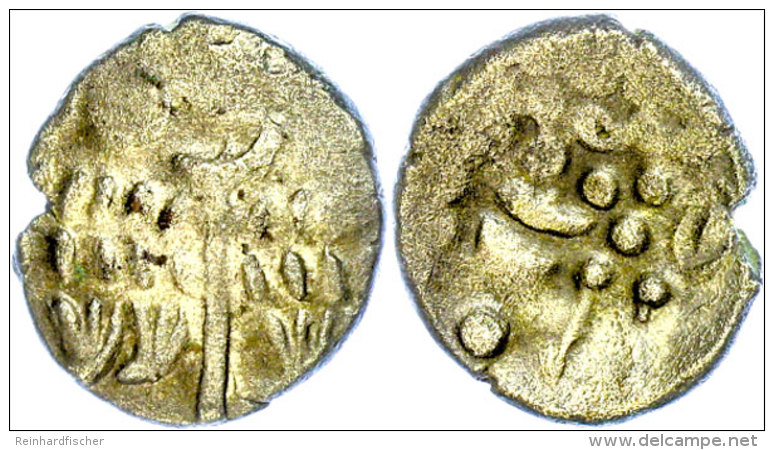 Durotriges, Billon-Stater (3,73g), 58-45 V. Chr.. Av: Stilisierter Apollokopf. Rev: Stilisiertes Pferd, Ss. ... - Keltische Münzen