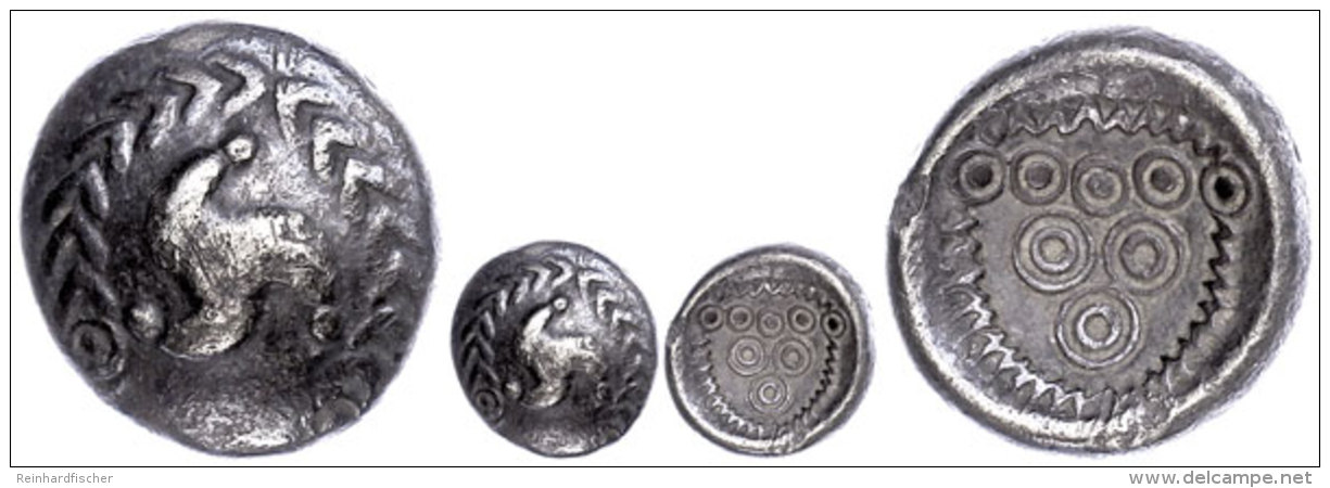 Hessen, Silber-Stater (5,25g), Regenbogensch&uuml;sselchen, 1. Jhd.v. Chr.. Av.Triskeles Im... - Keltische Münzen
