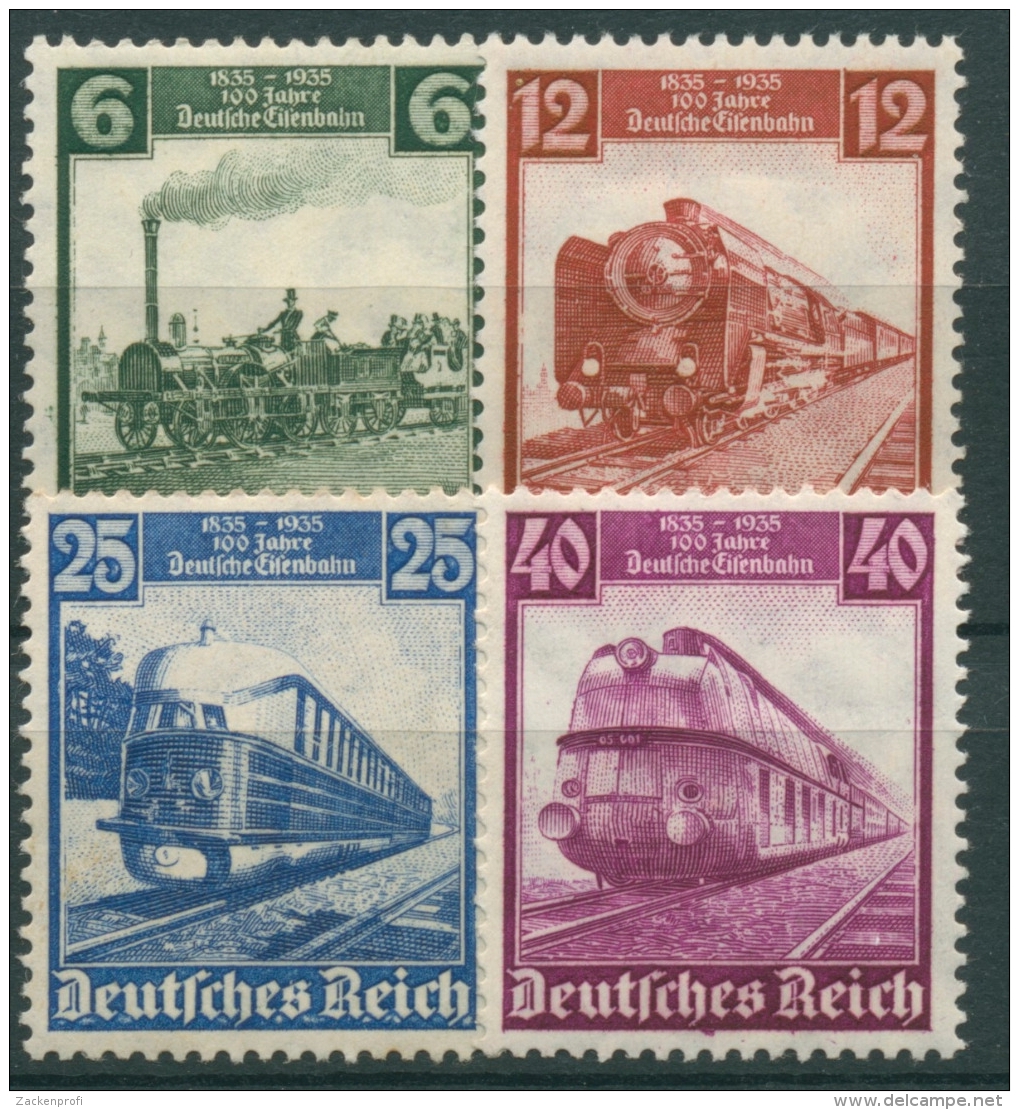 Deutsches Reich 1935 100 Jahre Deutsche Eisenbahn 580/83 Mit Falz - Unused Stamps