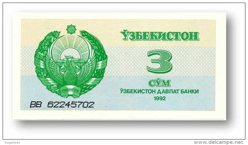 UZBEKISTAN - 3 SUM - 1992 ( 1993 ) - Pick 62 - UNC. - Serie BB - Uzbekistan