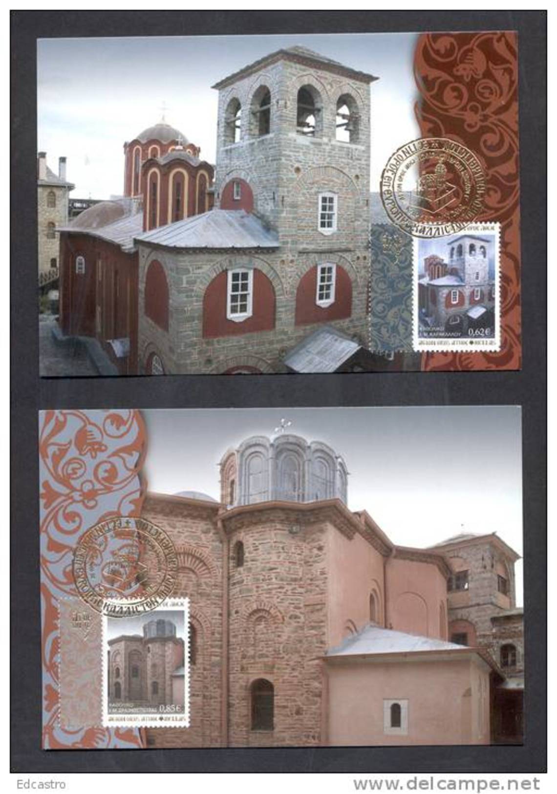 5.- GREECE 2012. FIVE MAXIMUN CARDS.  AGION OROS ATHOS. CATHOLIC MONASTERIES. - Maximumkarten (MC)