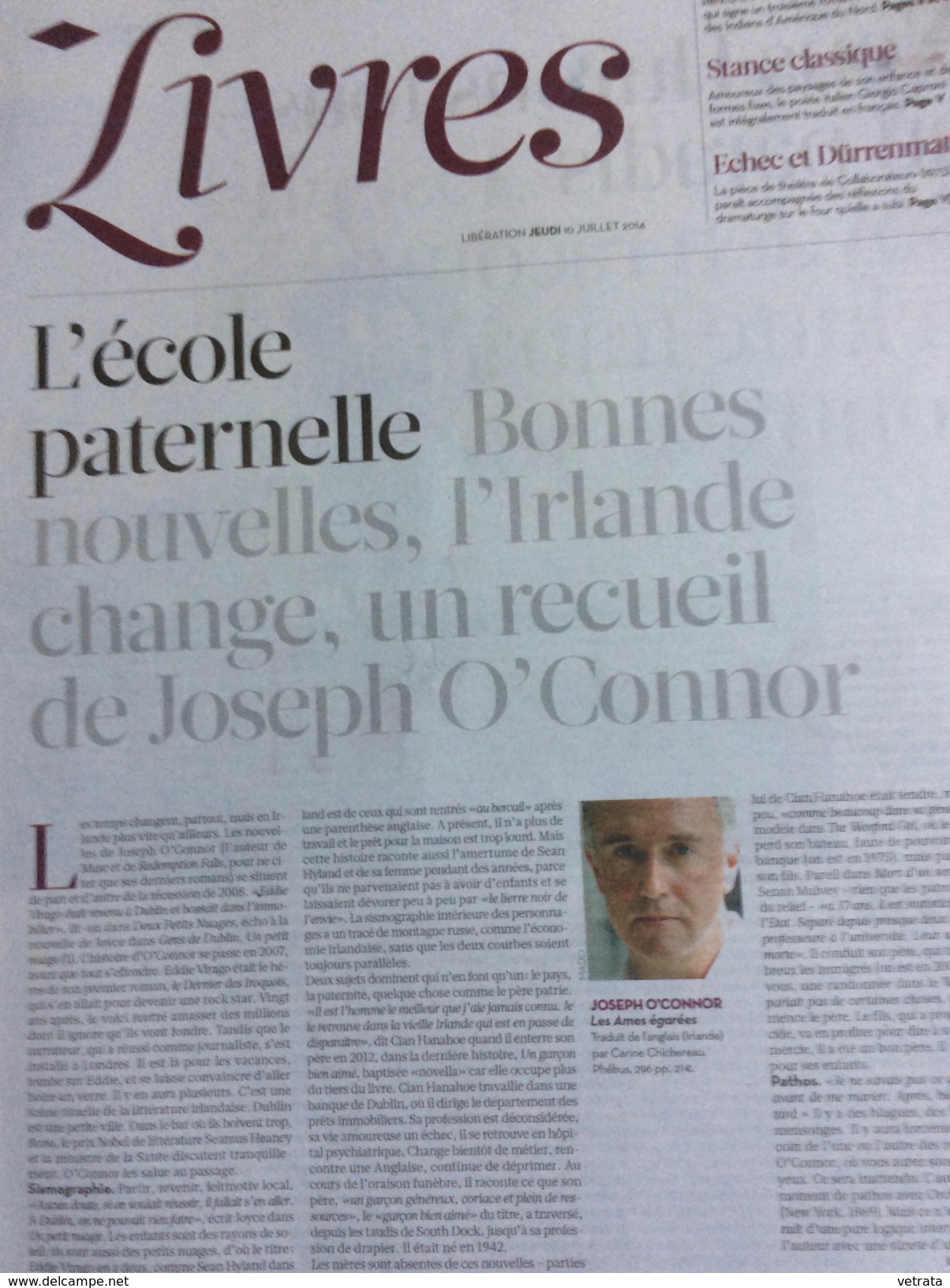 Libération Supplément Livres 8 Pages Du 10/07/14 : J. O'Connor / G. Caprini / J. Boyden - Journaux Anciens - Avant 1800
