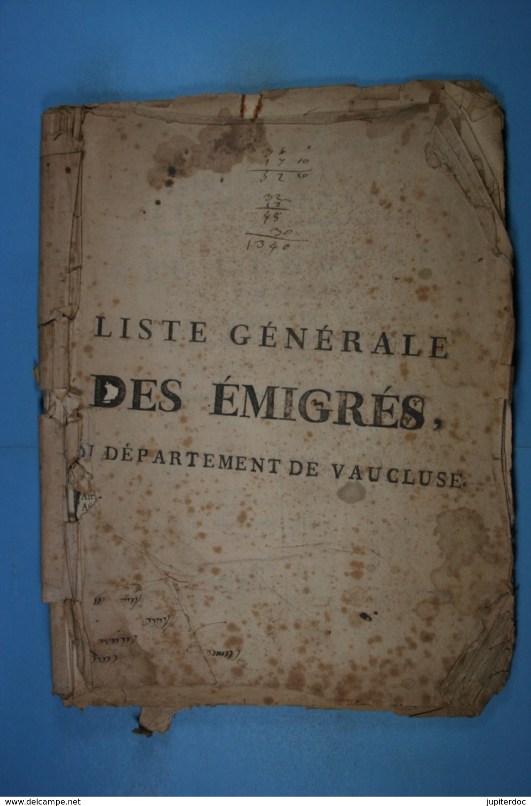 1793 Liste Générale Des émigrés Du Département Du Vaucluse (27) - Documents Historiques