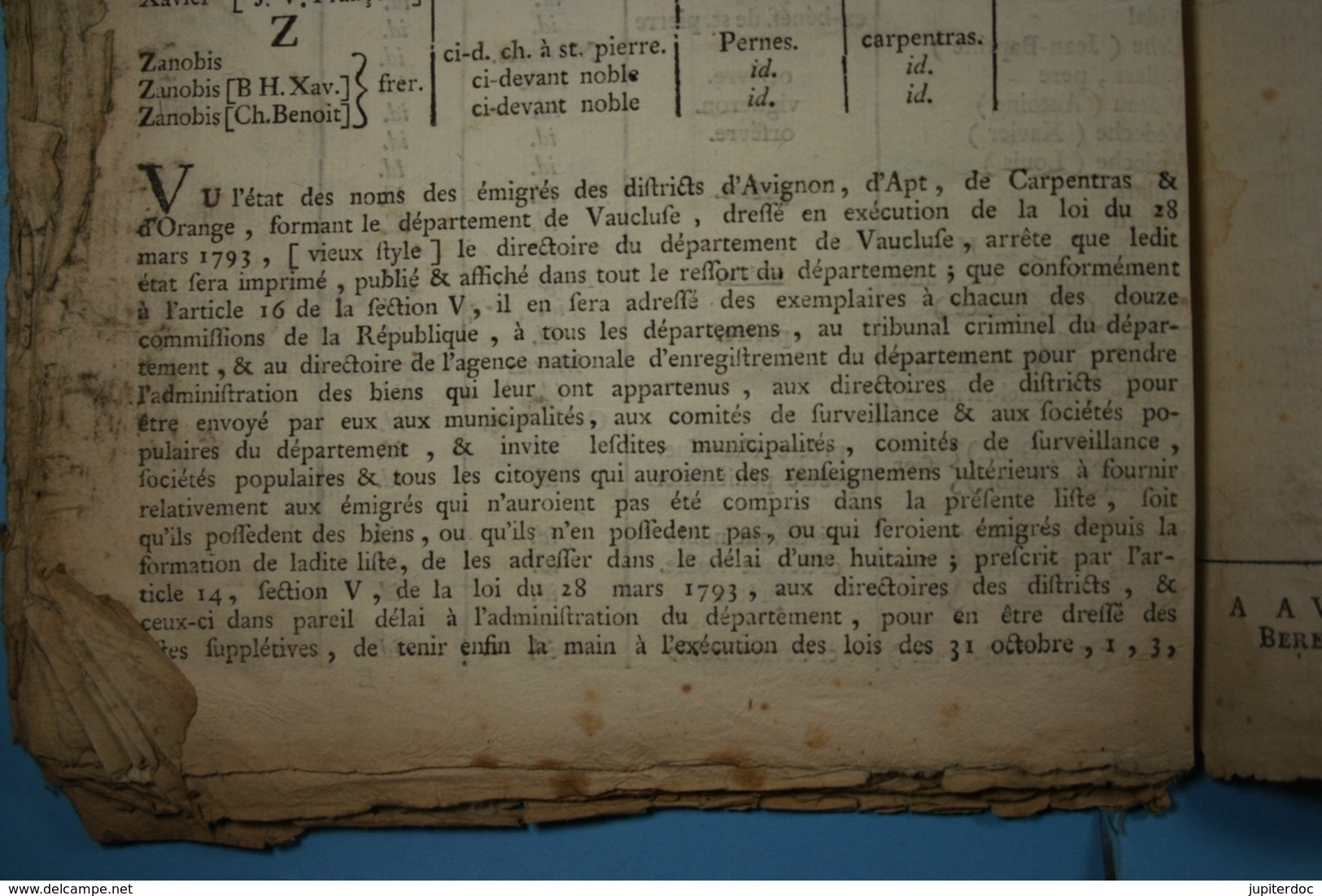 1793 Liste générale des émigrés du Département du Vaucluse (27)