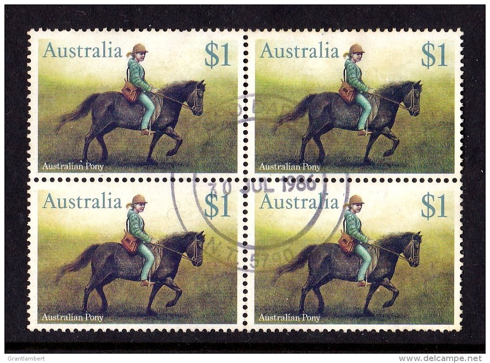 Australia 1986 Horses $1 Australian Pony Block Of 4 Used - GPO DARWIN, NT 5790 - Used Stamps