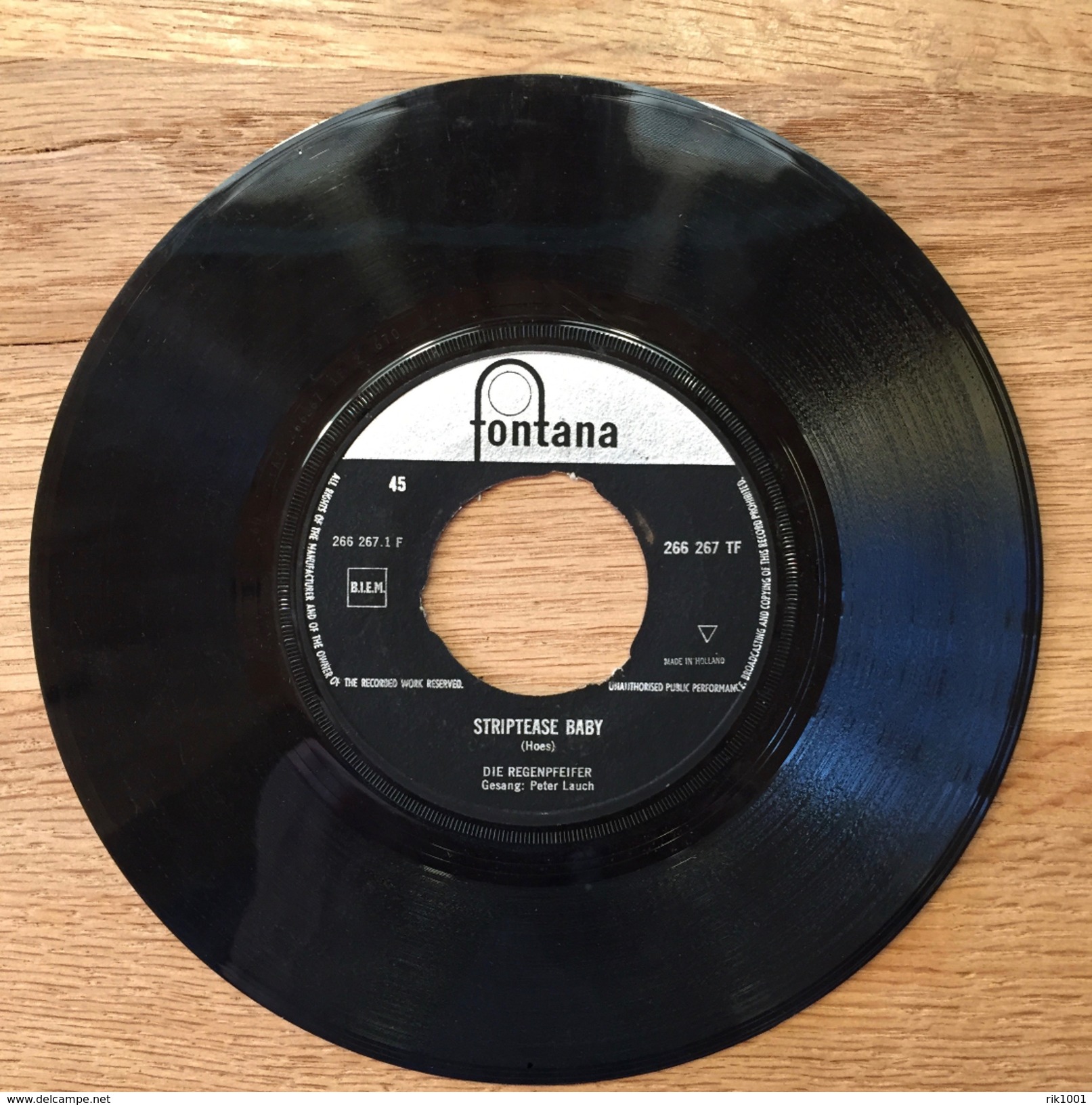 7" Single, 45rpm, Fontana, Peter Lauch, Die Regenpfeifer, A: "Oh La La", B: "Striptease Baby" - Autres - Musique Allemande