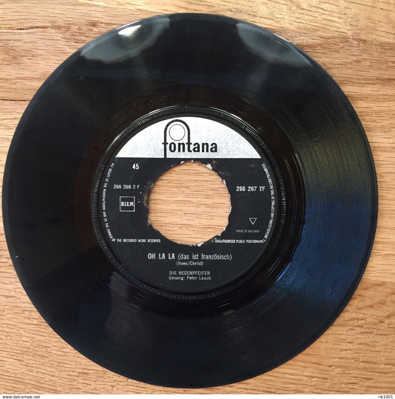 7" Single, 45rpm, Fontana, Peter Lauch, Die Regenpfeifer, A: "Oh La La", B: "Striptease Baby" - Sonstige - Deutsche Musik