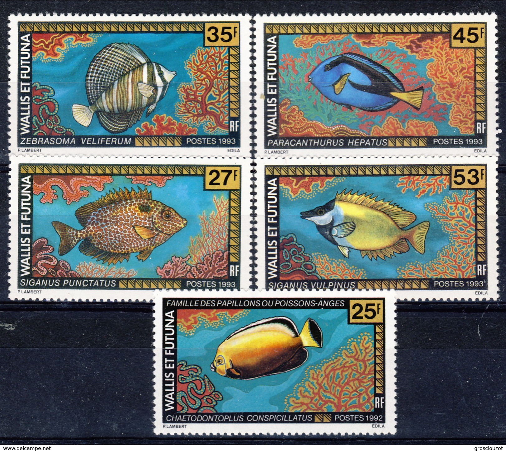 WF 1993 Serie N. 451-452 E 457-458 + N. 438 Pesci MNH Cat. &euro; 11.90 - Nuovi