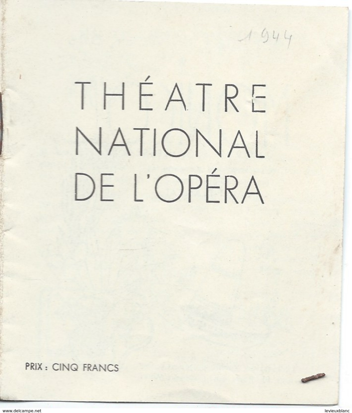 Mini-Programme/Théâtre National De L'Opéra/Le Vaisseau Fantôme/Wagner / En Français Et En Allemand/1944         PROG100 - Programmes