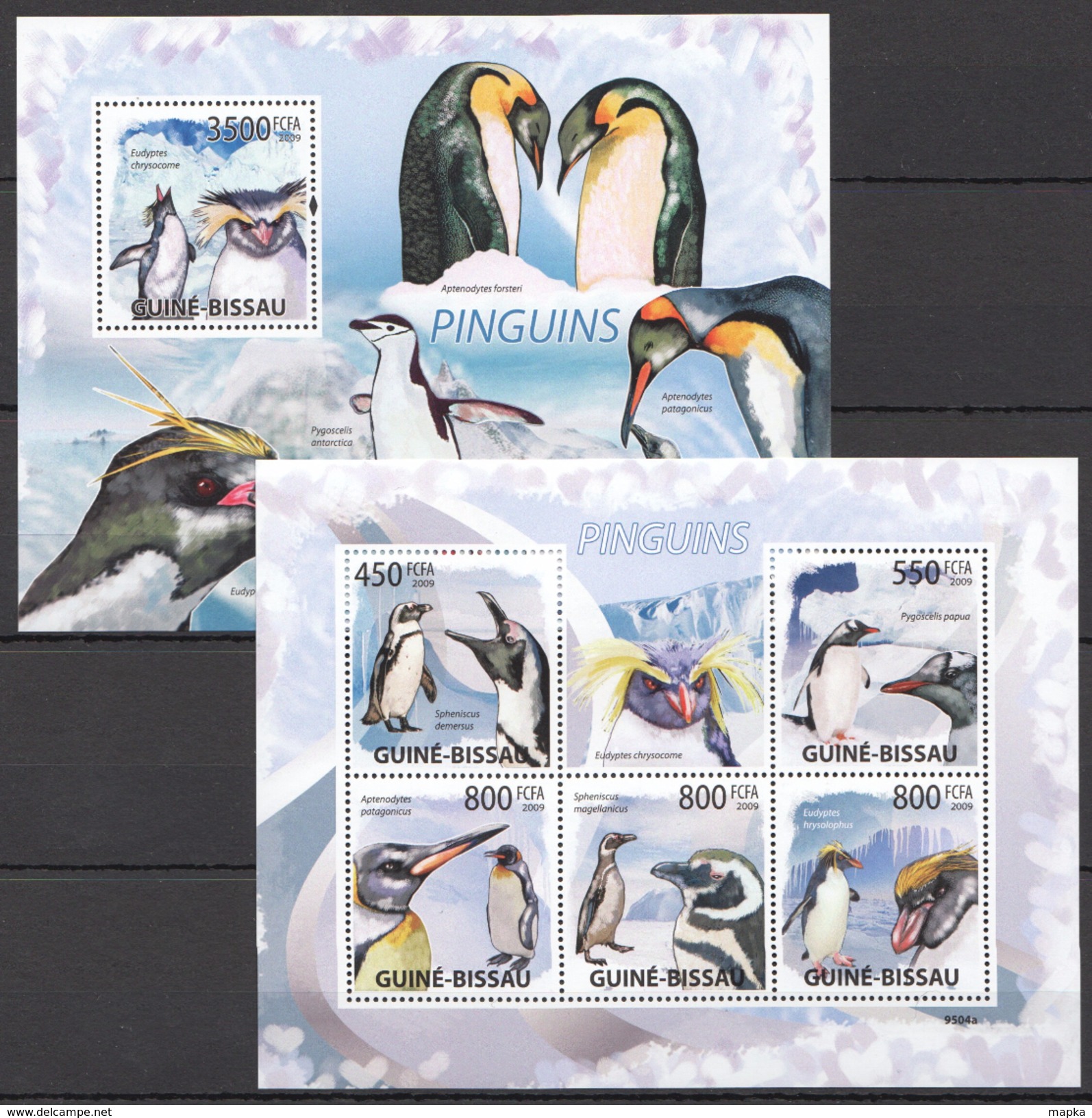 C157 2009 GUINE-BISSAU BIRDS PENGUINS KB+BL MNH - Pinguine