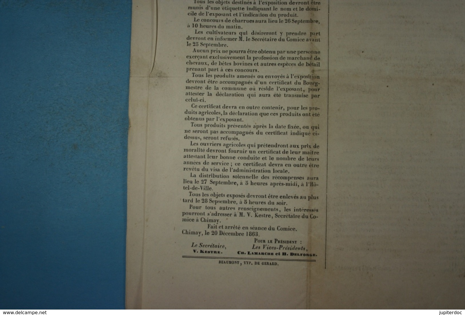 1864 Exposition Agricole De Chimay (programme Et Règlement) (31) - Programma's