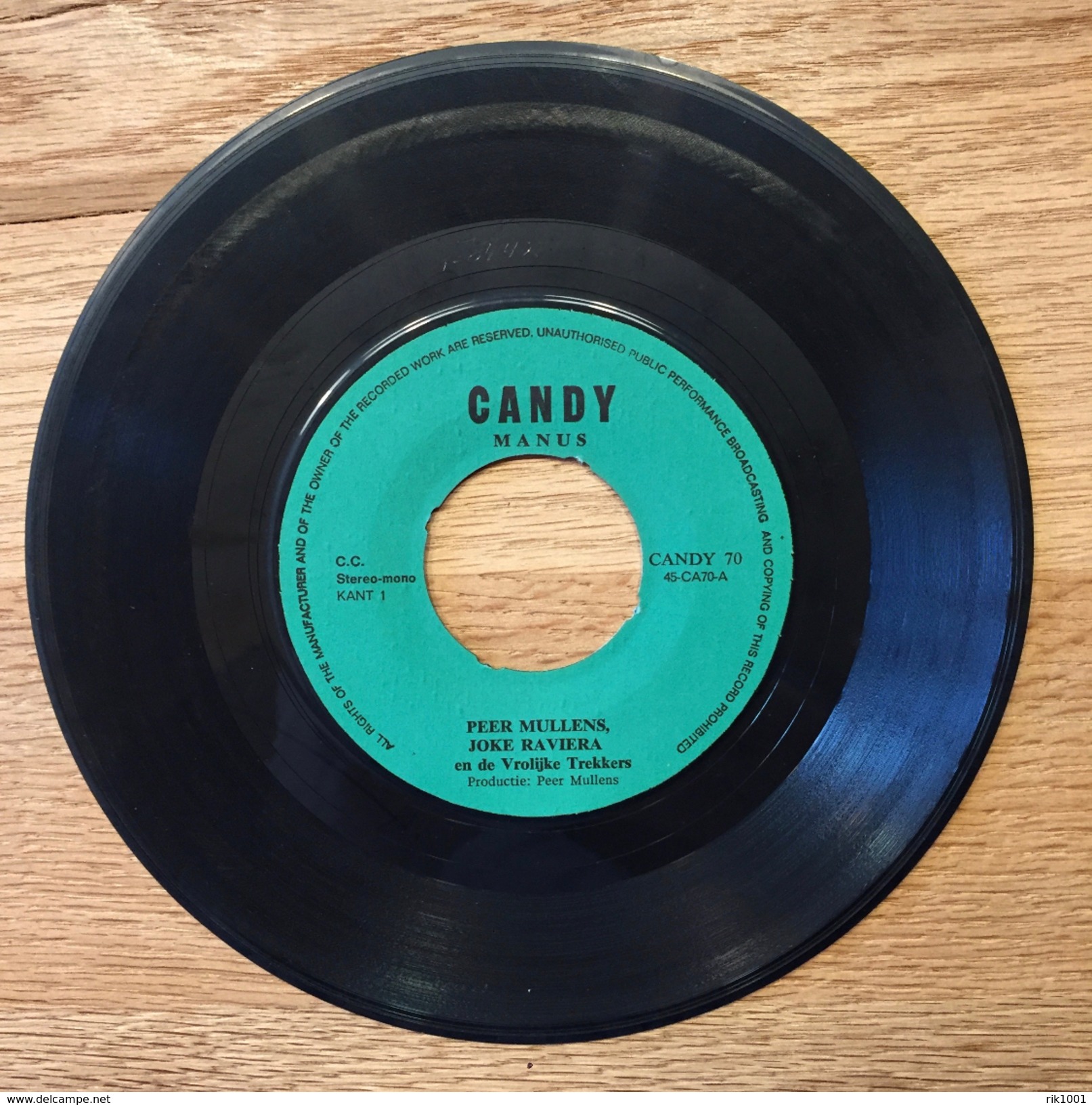 7" Single, 45rpm, Peer Mullens, Joke Raviera En De Vrolijke Trekkers, A: "Candy Manus", B : "Candy Alles Uit&hellip;goed - Andere - Nederlandstalig