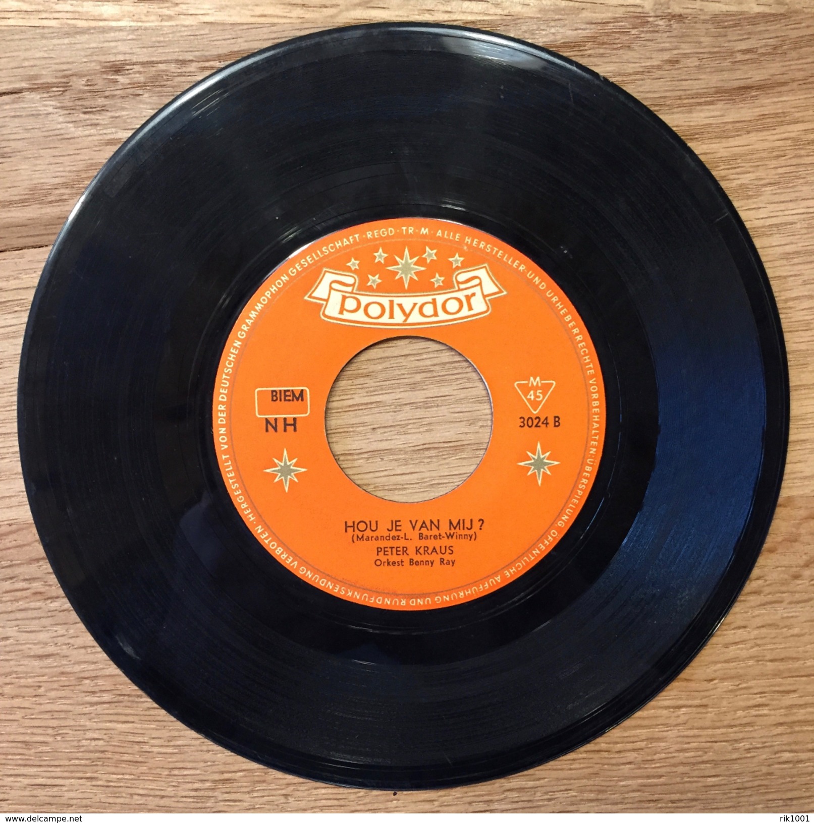 7" Single, 45rpm, Peter Kraus, A: "Honderdduizend Kussen", B: "Hou Je Van Mij?" - Andere - Nederlandstalig