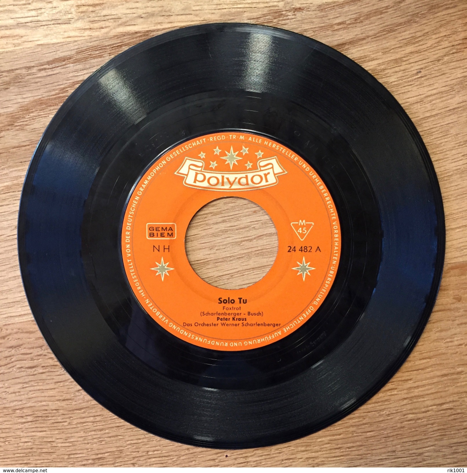 7" Single, 45rpm, Peter Kraus, A; " Solo Tu", B: Blue Melodie" - Sonstige - Deutsche Musik