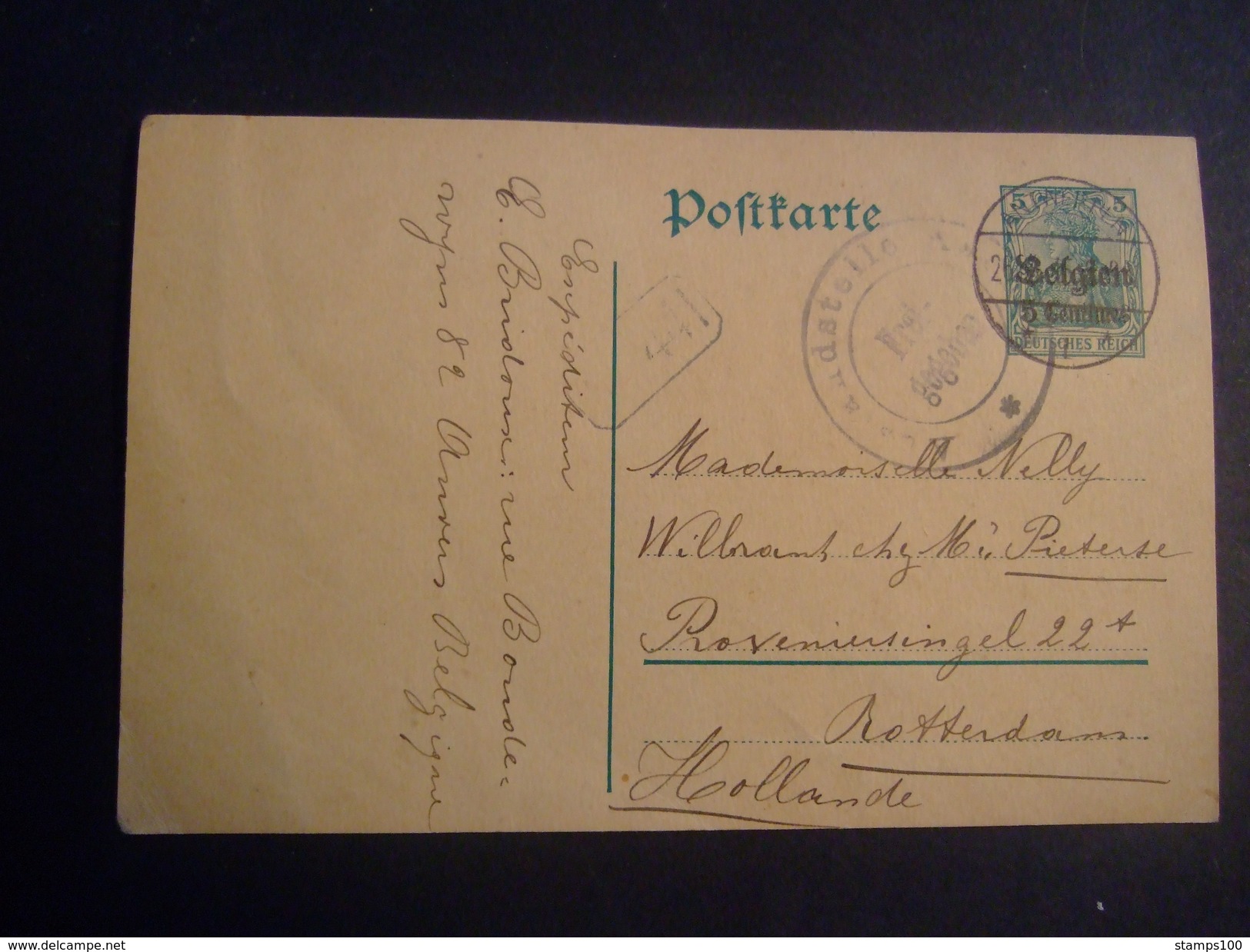 BELGIUM   1915   ENVELOP  FROM ANTWERP TO ROTTERDAM  "FREIGEGEBEN"  (E37-NVT) - German Occupation