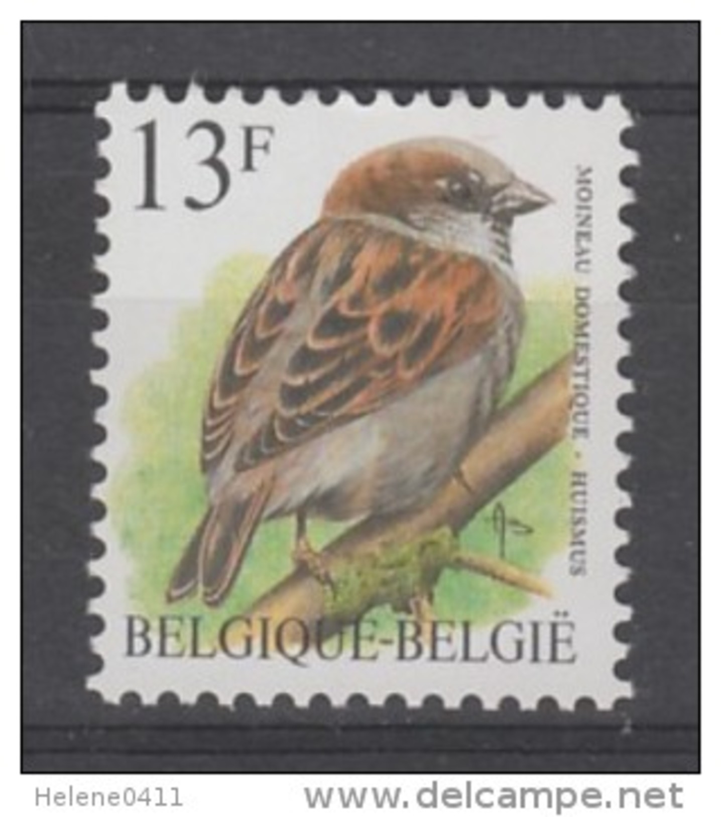 TIMBRE NEUF DE BELGIQUE - OISEAU DE BUZIN : MOINEAU DOMESTIQUE N° Y&T 2533 - Sperlingsvögel & Singvögel