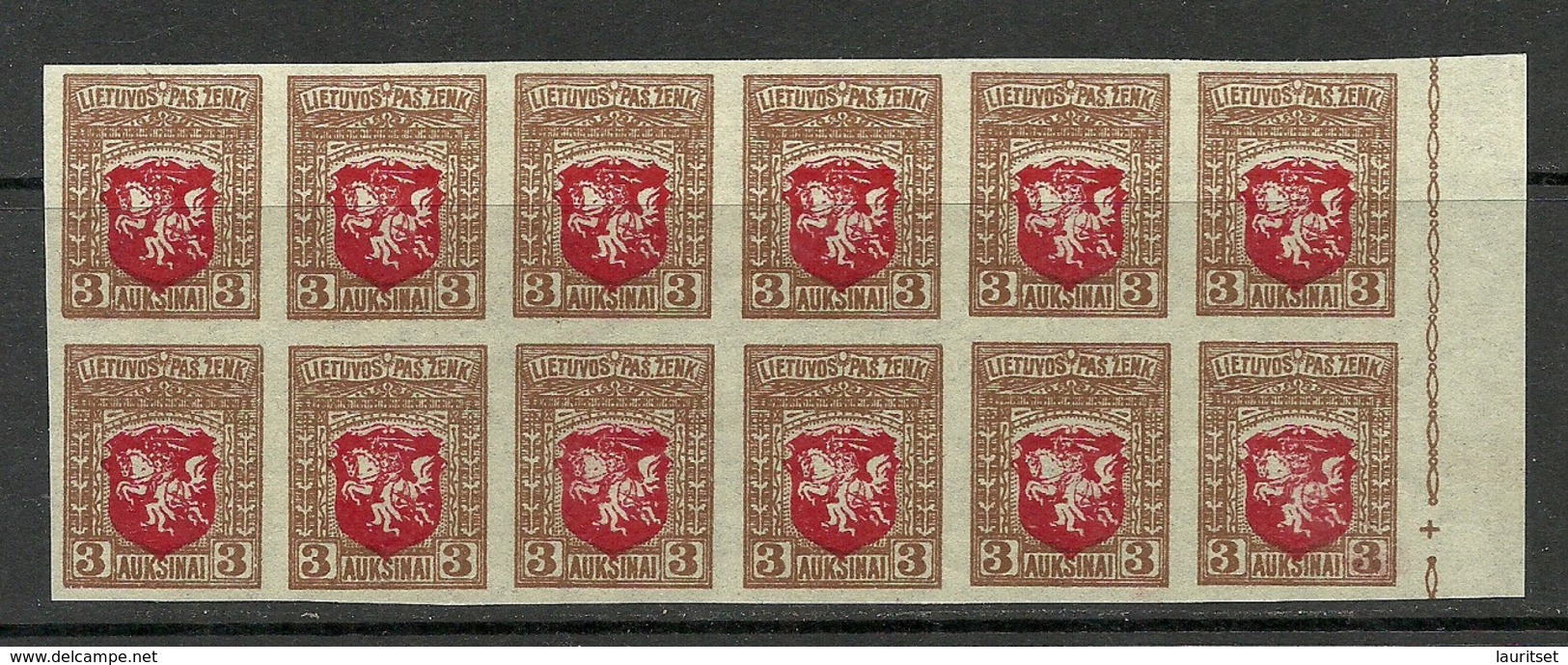 LITAUEN Lithuania 1919 Michel 59 In 12-block MNH - Litauen