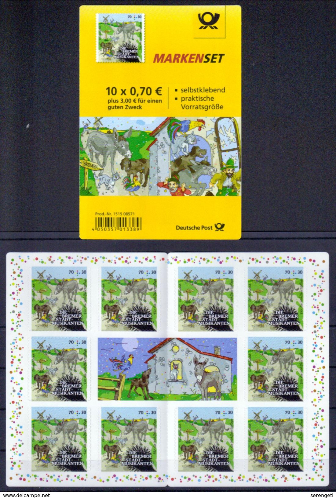 Deutschland MH 'Bremer Stadtmusikanten, Esel ' / Germany Booklet 'Grimm, Town Musicians Of Bremen, Donkey' **/MNH 2017 - Esel