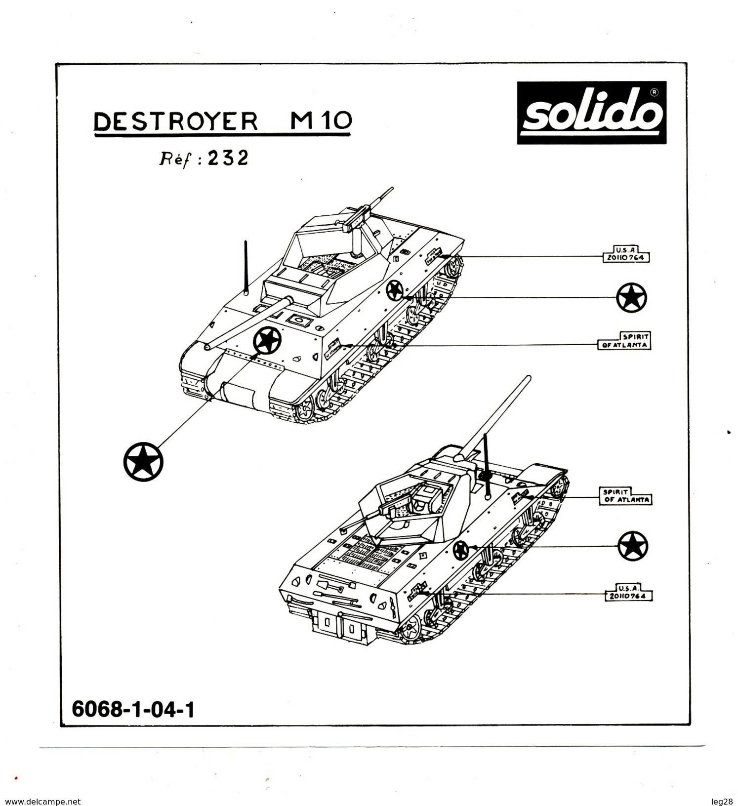 SOLIDO  PLAN DE POSE  DESTROYER M 10 - Autres & Non Classés