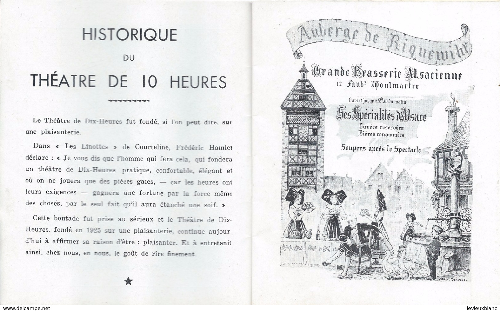 Programme/Théatre De Dix Heures/Raoul Arnaud/Fou-Té Nou-La/Maurice Horgues/AM Carriére/B Lavalette/ Vers 1950   PROG110 - Programmes