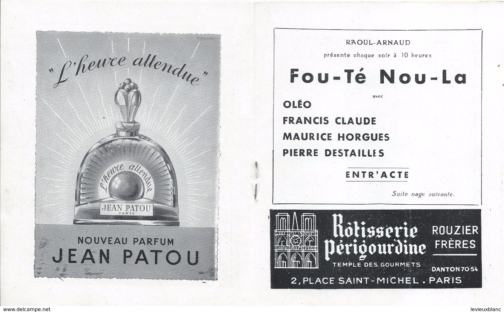 Programme/Théatre De Dix Heures/Raoul Arnaud/Fou-Té Nou-La/Maurice Horgues/AM Carriére/B Lavalette/ Vers 1950   PROG110 - Programmes