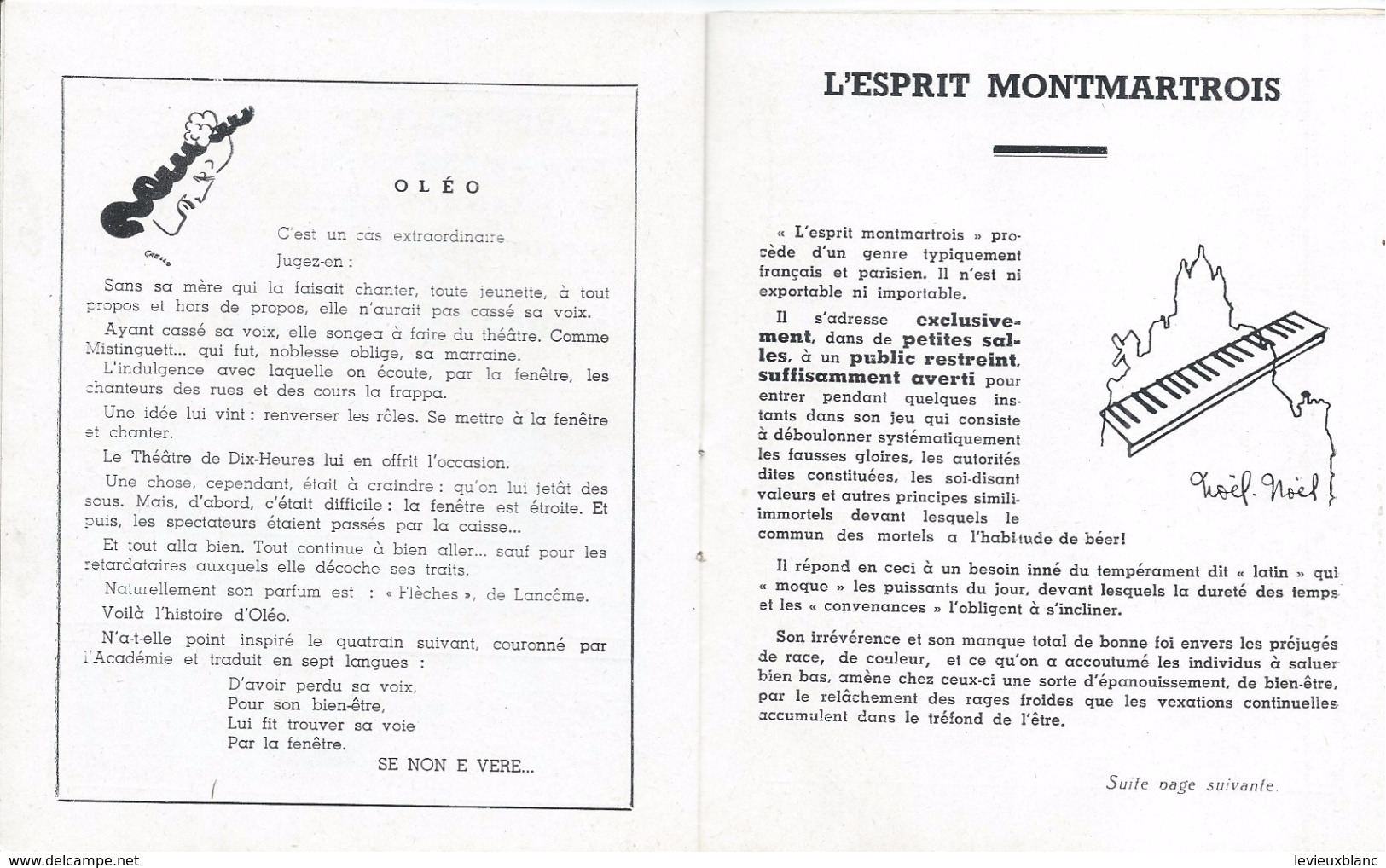 Programme/Théatre De Dix Heures/Raoul Arnaud/Fou-Té Nou-La/Maurice Horgues/AM Carriére/B Lavalette/ Vers 1950   PROG110 - Programmes