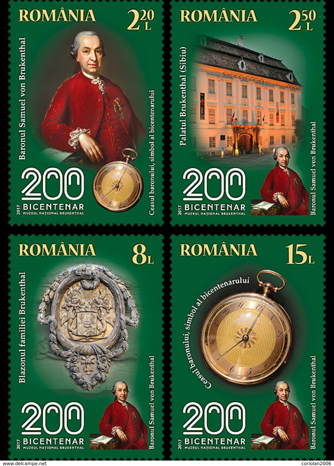Romania 2017 / The National Brukenthal Museum - 200 Years / Set 4 Stamps - Unused Stamps