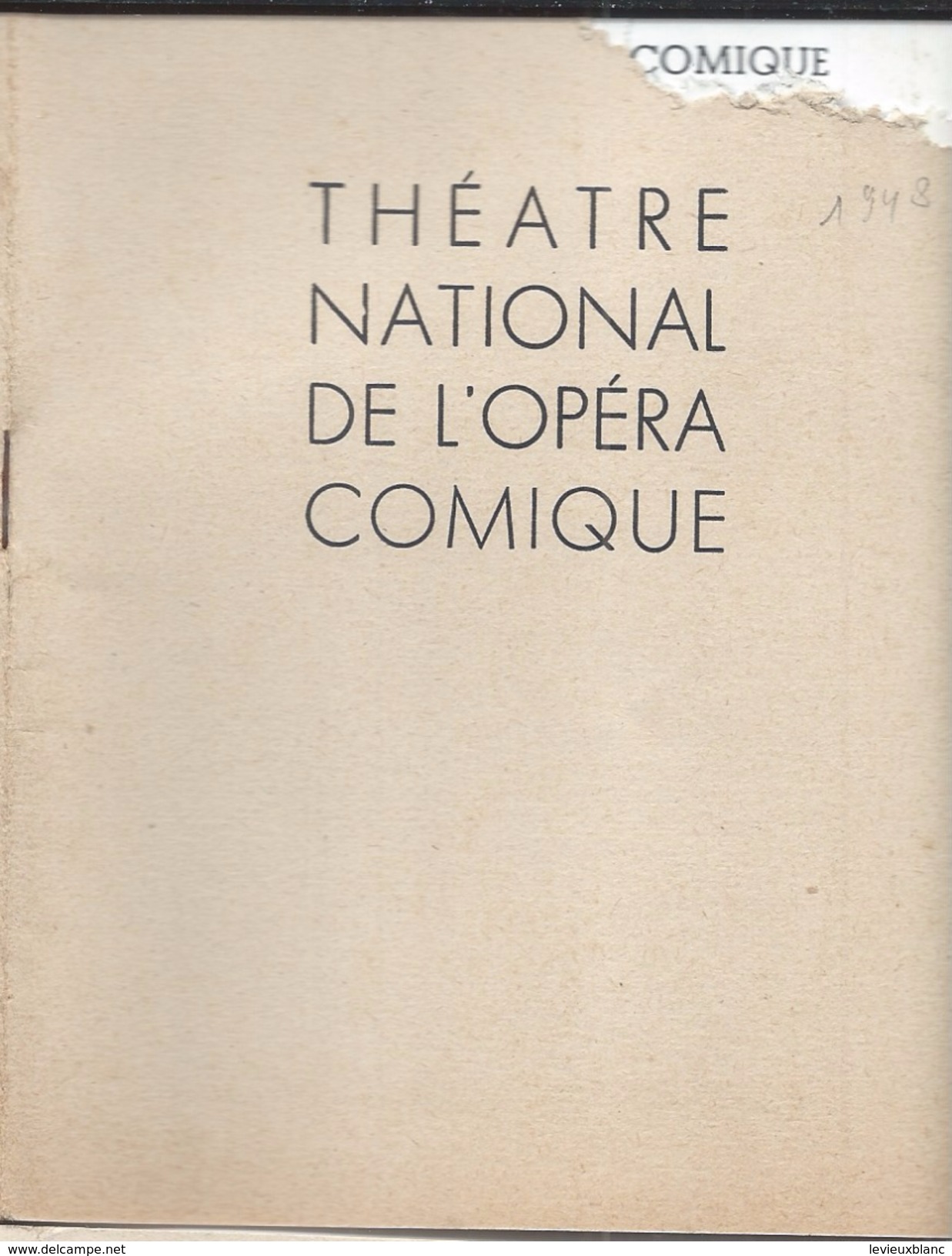 Programme/Théatre Nationalde L'Opéra Comique/RéunionThéatres Lyriques Nationaux/Madame Butterfly/ Puccini/1948   PROG111 - Programmes