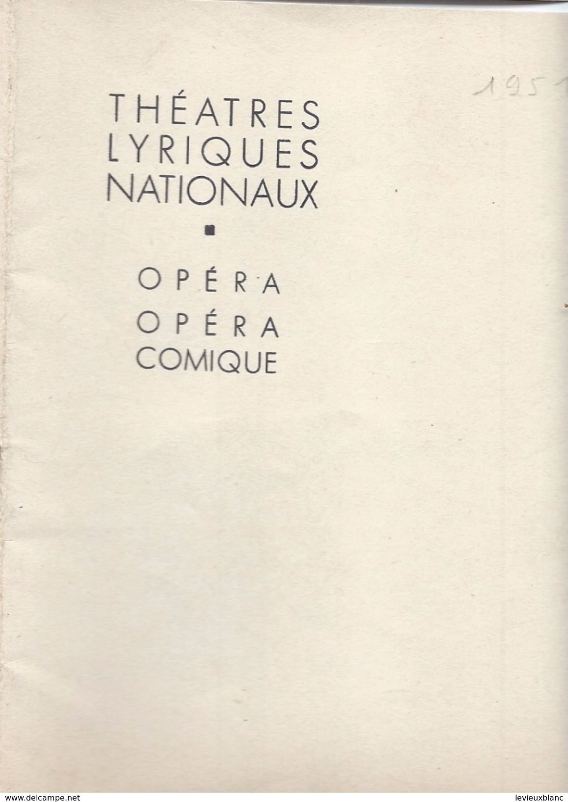 Programme/Théâtres Lyriques Nationaux/Opéra Comique/Palais De Chaillot/Gala Chorégraphiques/Serge Lifar/1951   PROG112 - Programma's