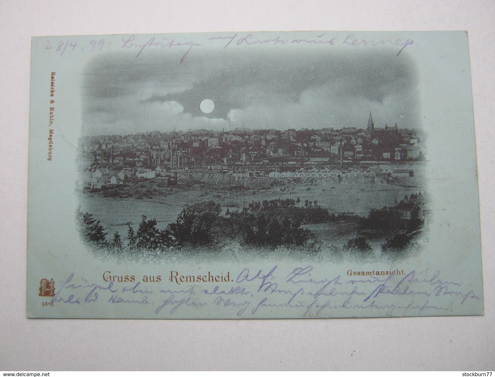 REMSCHEID , Mondscheinkarte, Schöne Karte Um 1899 - Remscheid