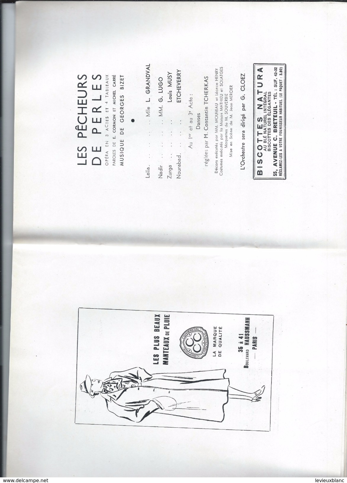 Programme/Théatre National De L'Opéra Comique/ Djamileh/Les Pêcheurs De Perles/ Georges Bizet//1938   PROG113 - Programma's