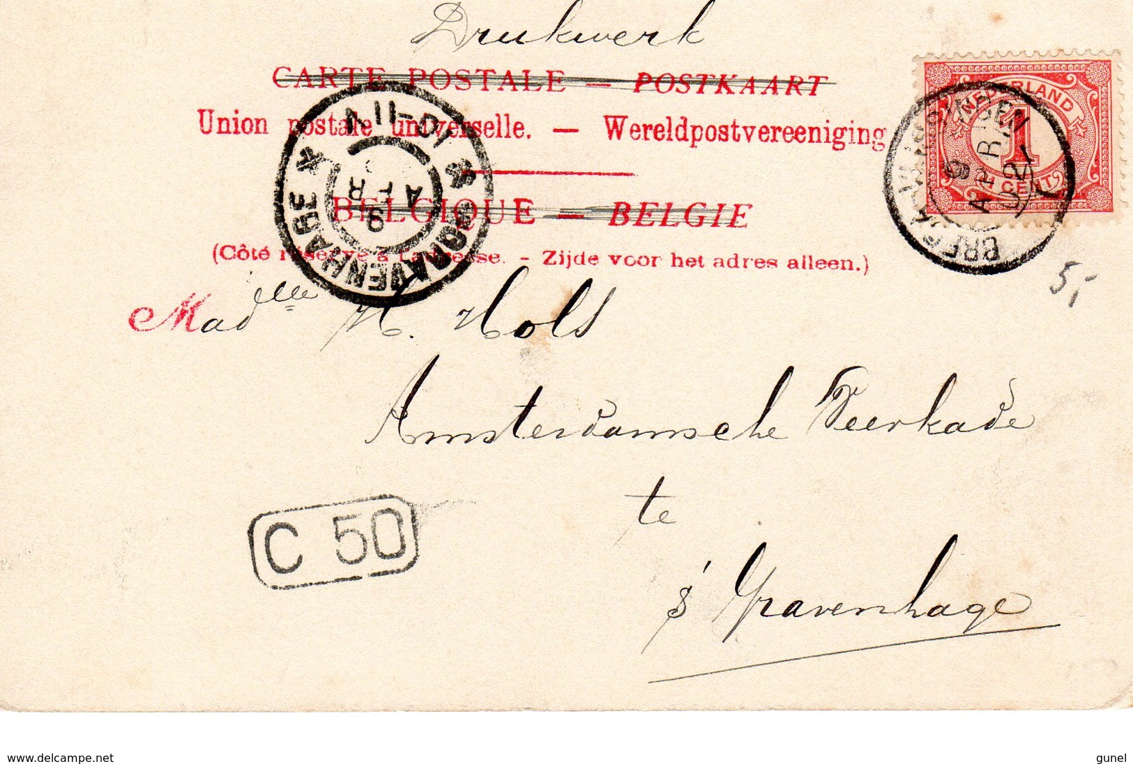 1902 Kleinrond BREDA-VLISSINGEN I Op Ansicht Van Anvers Naar 's-Gravenhage - Poststempel