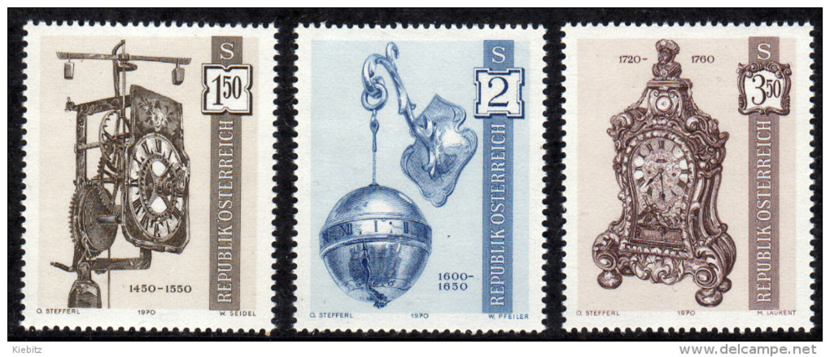 ÖSTERREICH 1970 ** Alte Uhren - Kompletter Satz MNH - Horlogerie