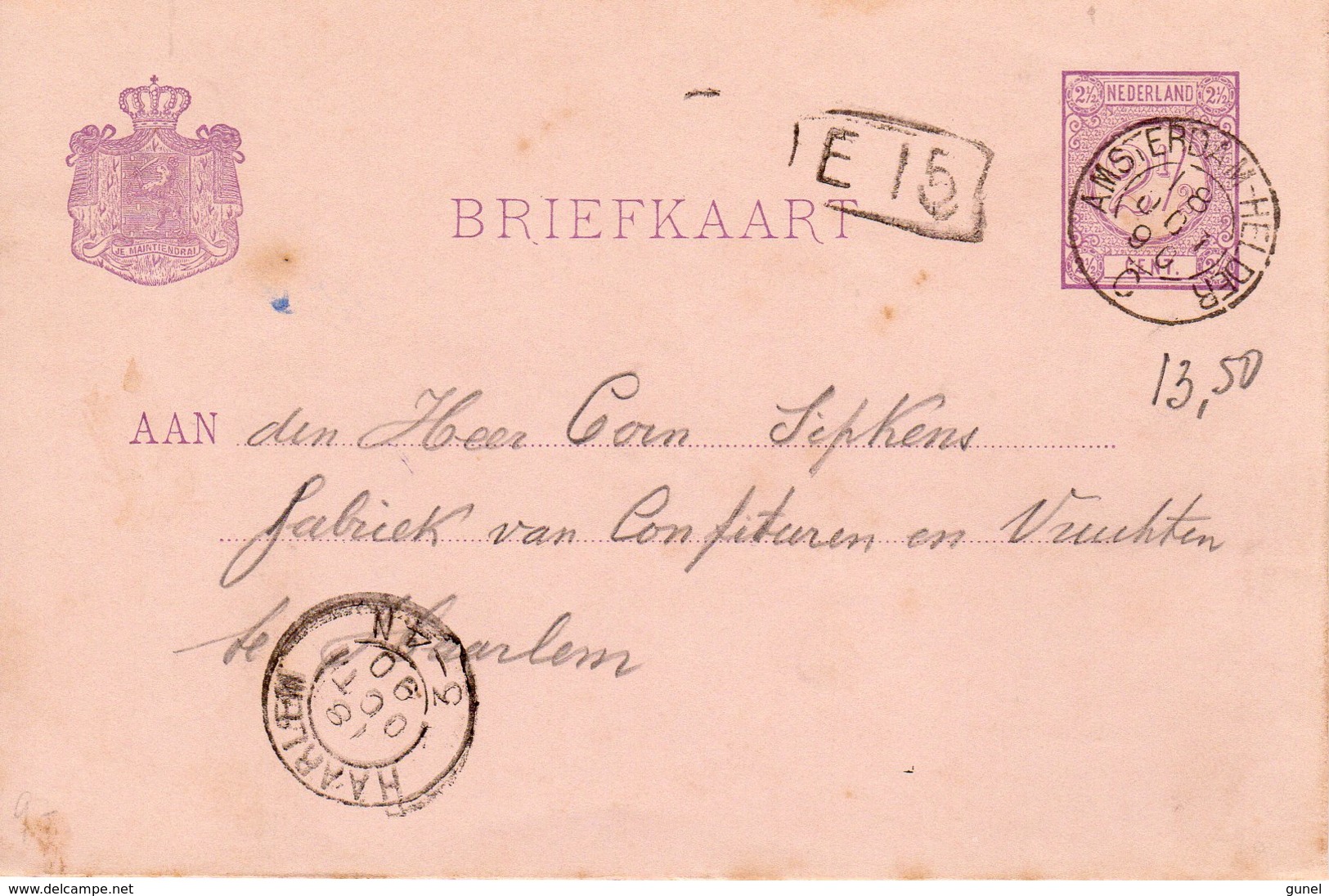 1890 Kleinrond AMSTERDAM-HELDER C Op Bk Van HELDER Naar Haarlem - Poststempels/ Marcofilie