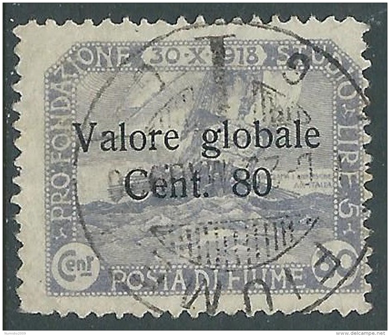 1920 FIUME USATO VALORE GLOBALE 80 CENT - P57-6 - Fiume