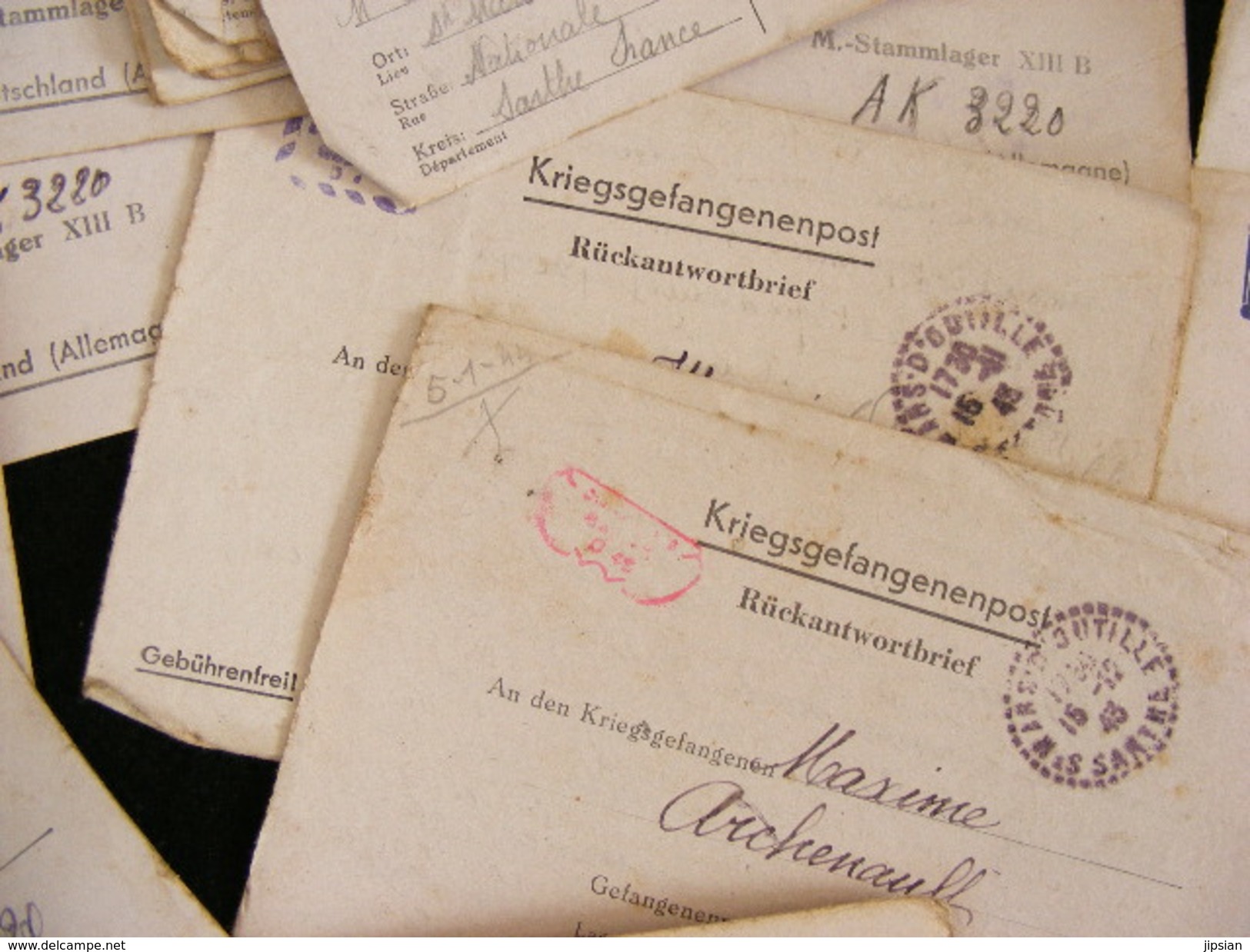 important lot de 256 lettres courriers reçues par un prisonnier de guerre au Stalag XIIIB en Allemagne de 1940 à 1945