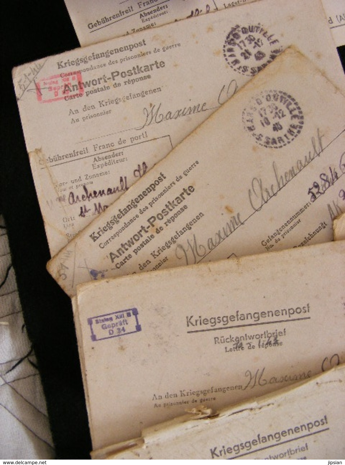 important lot de 256 lettres courriers reçues par un prisonnier de guerre au Stalag XIIIB en Allemagne de 1940 à 1945