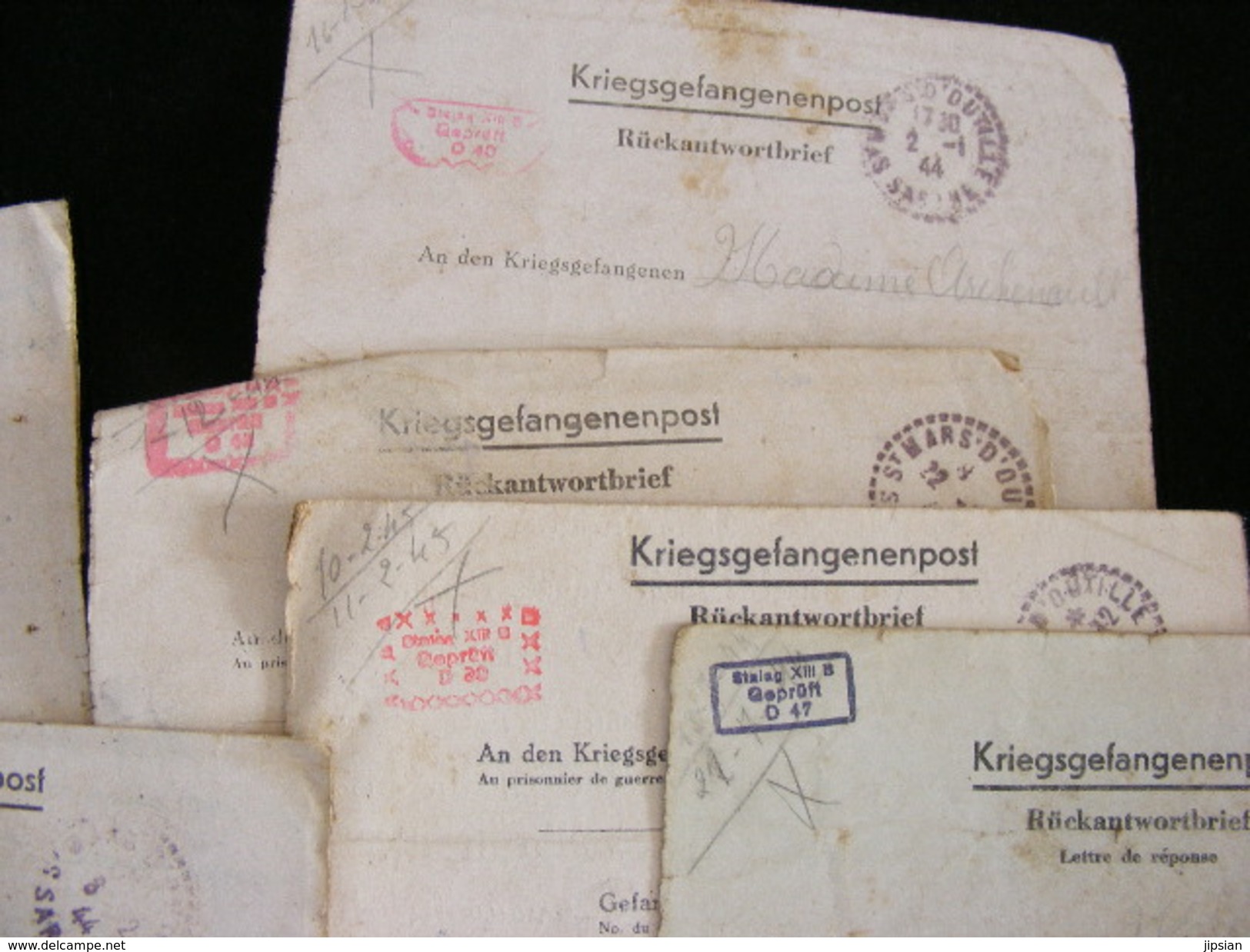 important lot de 256 lettres courriers reçues par un prisonnier de guerre au Stalag XIIIB en Allemagne de 1940 à 1945