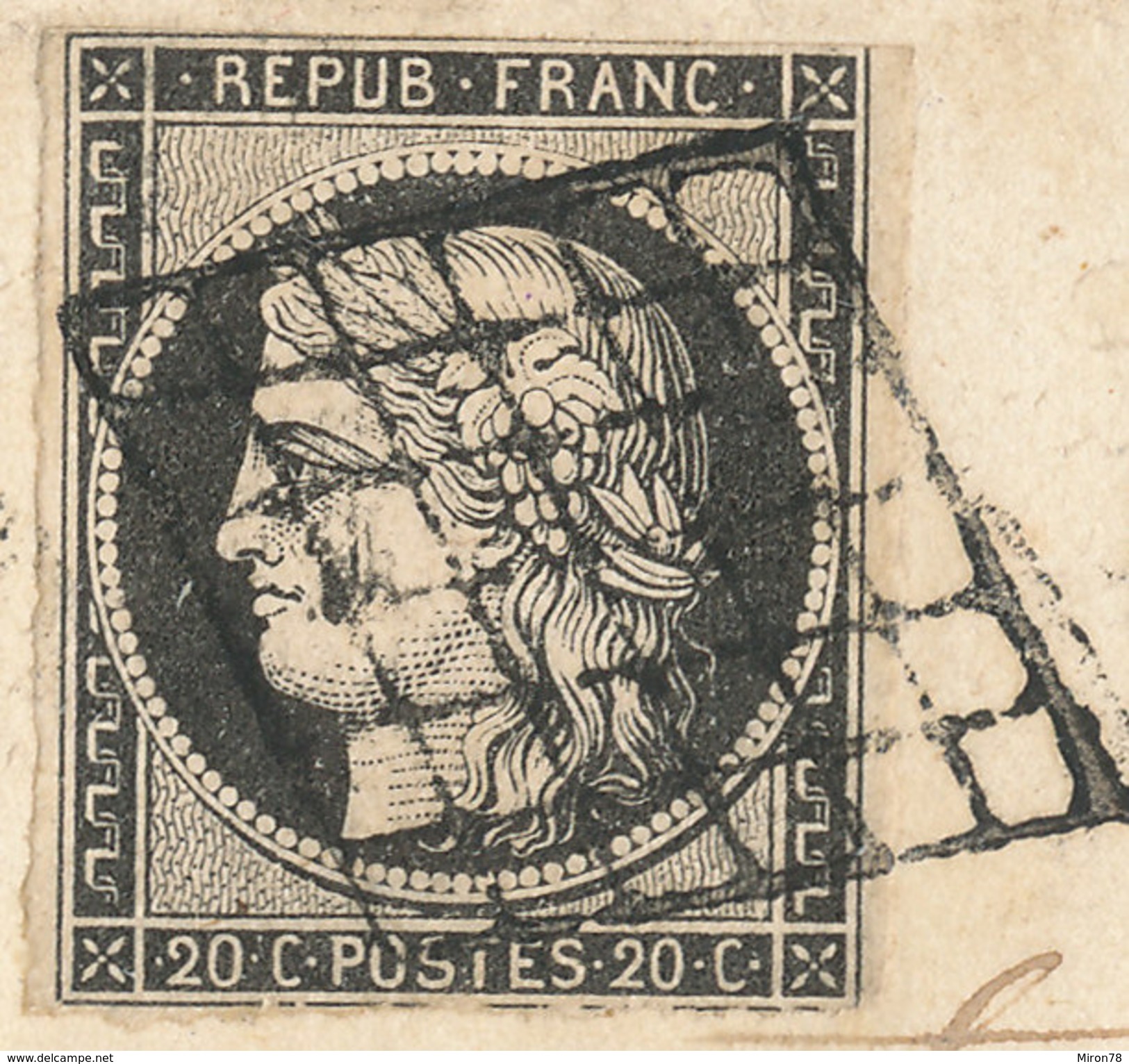 Stamp France 1849 20c  Used Lot#22 - 1849-1850 Ceres