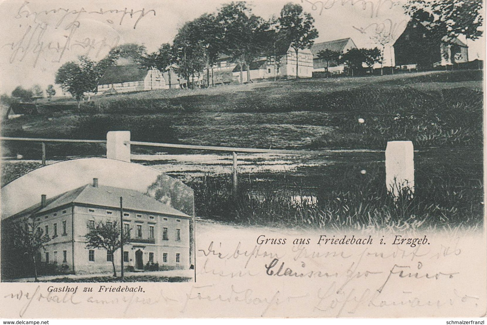 AK Friedebach Erzgebirge Gasthof Bei Sayda Olbernhau Heidersdorf Neuhausen Rechenberg Mulda Voigtsdorf Bahnpost Stempel - Mulda (Erzgeb.)