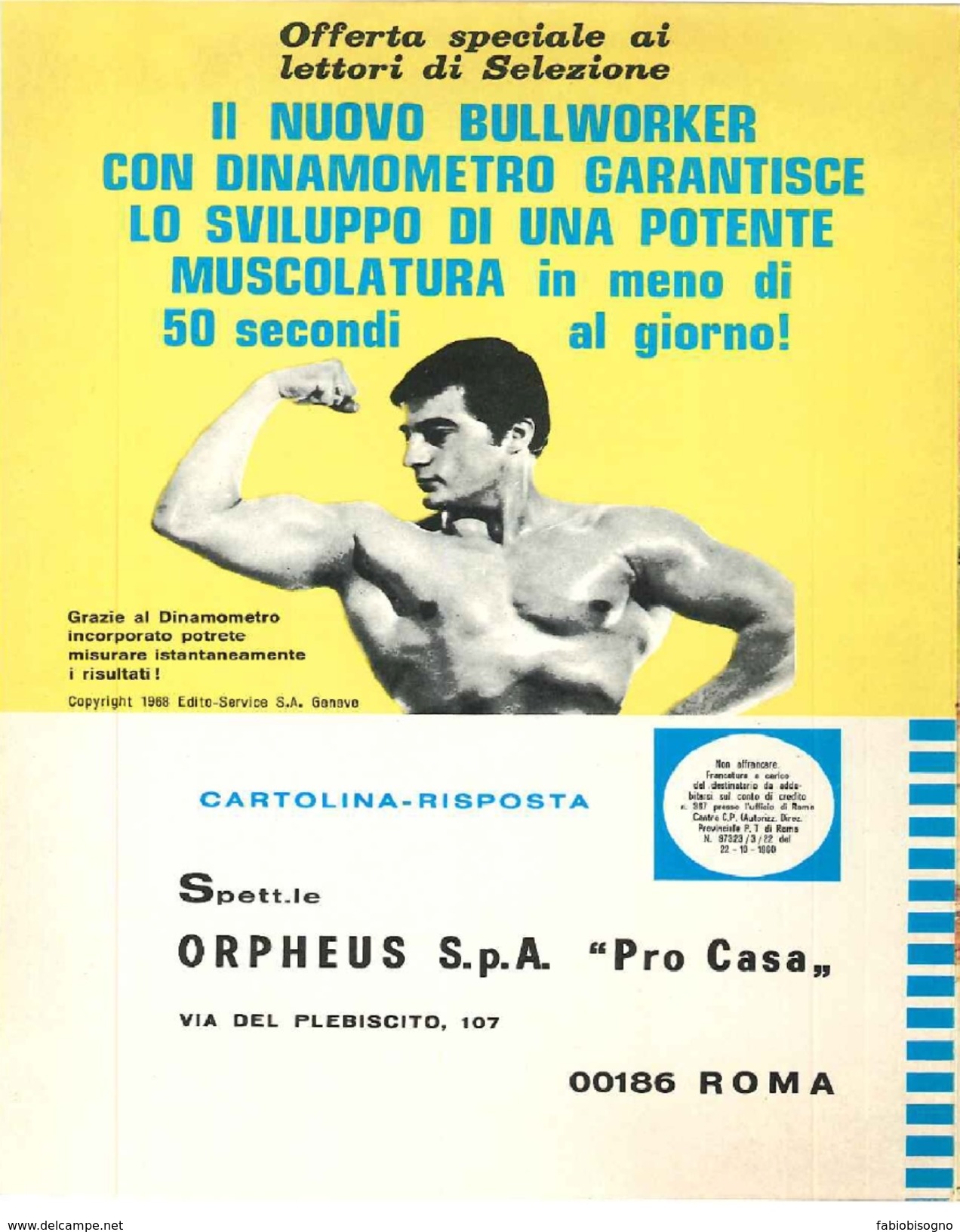 1968 - DAVE PROWSE Campione Sollevamento Pesi - BULLWORKER - 2 Pag. Pubblicità Cm. 13 X 18 - Altri & Non Classificati