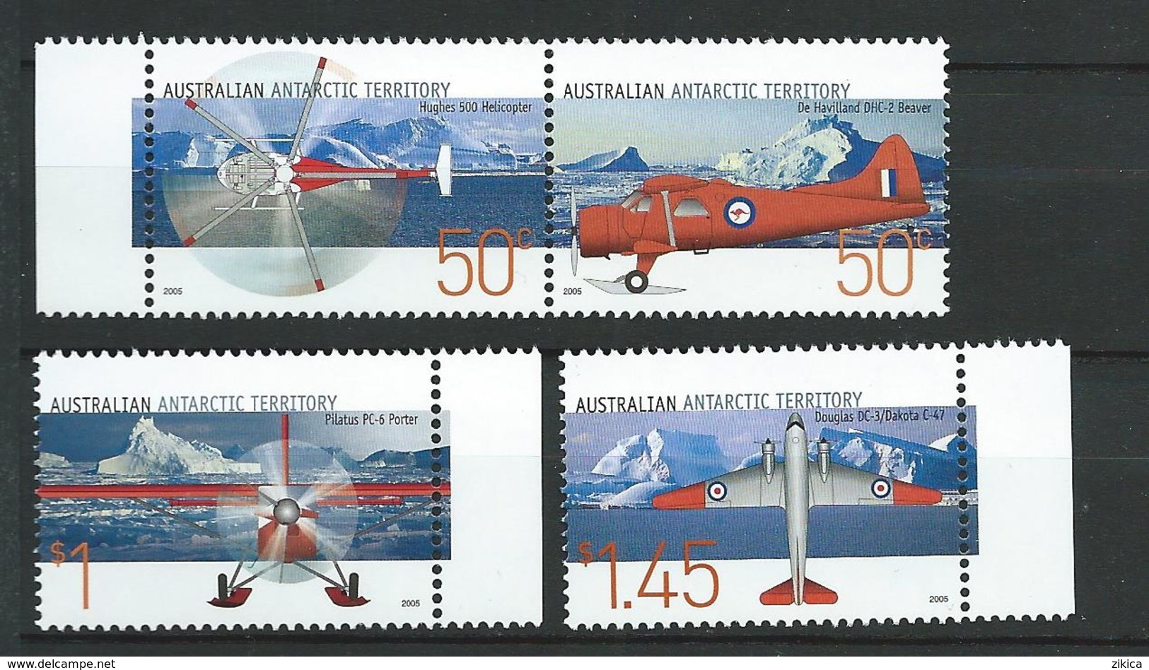 Antarctica.Australian Antarctic Territory (AAT).2005 Antarctic Aviation.Transportation/Airplanes.MNH - Unused Stamps