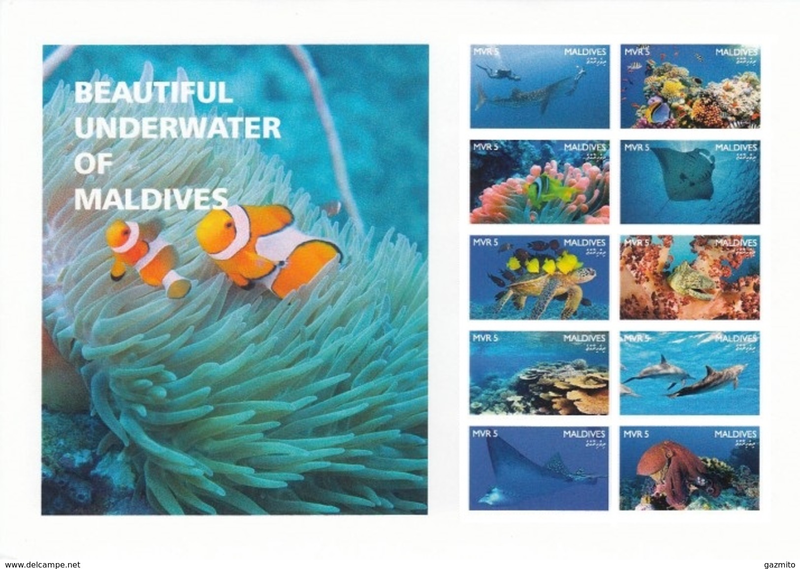 Maldives 2016, Underwater, Fishes, Turtle, Dolphins, Diving, 10val In BF IMPERFORATED - Immersione