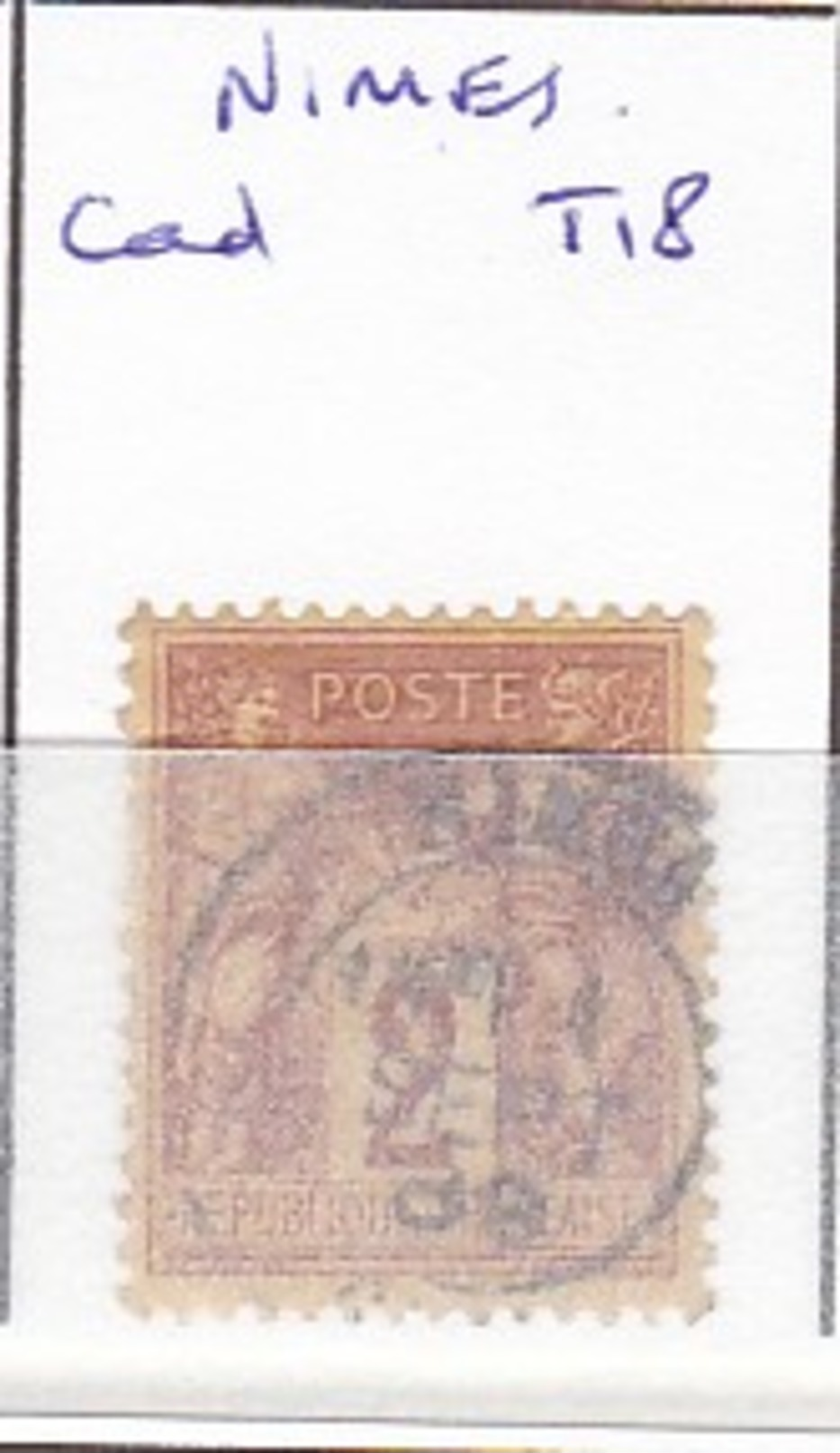 GARD -  S/85 - 2c Sage Brun S/jaunet  - Oblit  CAD  T18  (  Nimes  ) - Other & Unclassified