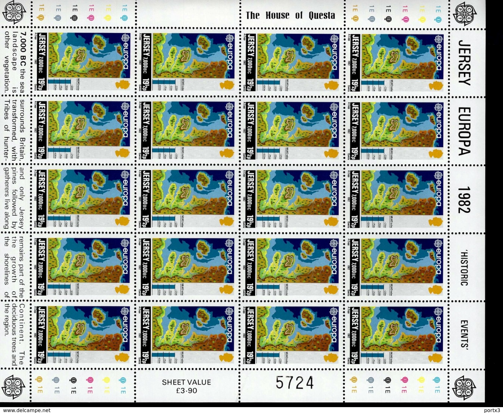 CEPT Historische Ereignisse Jersey Bogensatz 278 - 281 MNH  ** Postfrisch - 1982