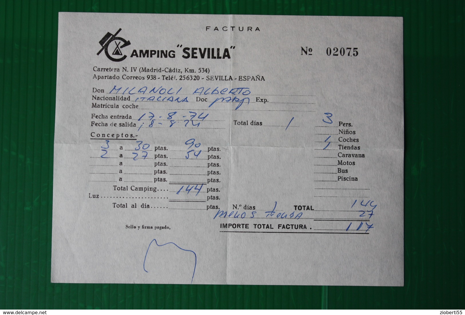 CAMPING SEVILLA - 1974 - Espagne